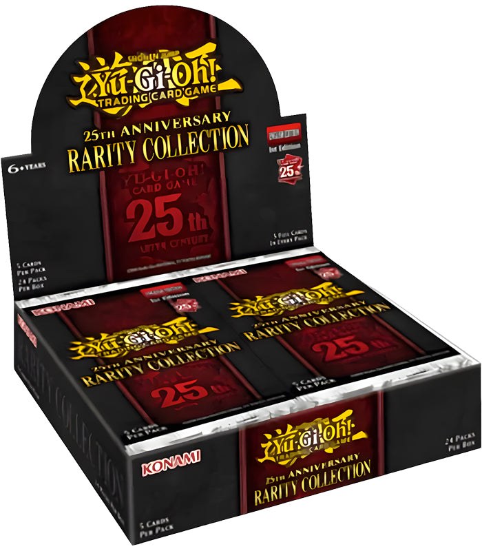 Yu-Gi-Oh! 25th Anniversary Rarity Collection Booster Box featuring iconic card packs with premium rarities.