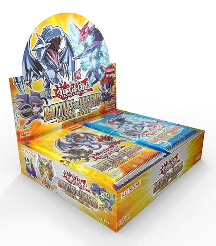 Yu-Gi-Oh! Battles of Legend Monster Mayhem 1st Edition Booster Box with all-foil cards and chibi-style artwork