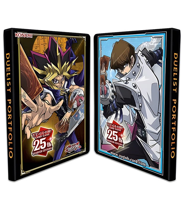 Yu-Gi-Oh! Yugi & Kaiba 25th Anniversary Duelist Portfolio with iconic artwork and 9-pocket pages for card storage.