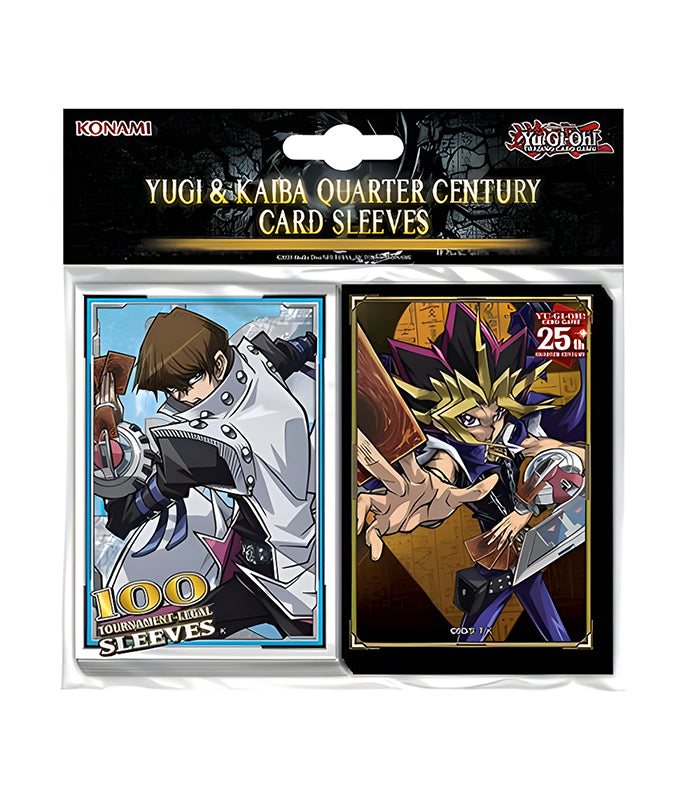 Yu-Gi-Oh! Yugi & Kaiba Quarter Century Sleeves 100 Pack featuring iconic duelist artwork, celebrating 25 years.