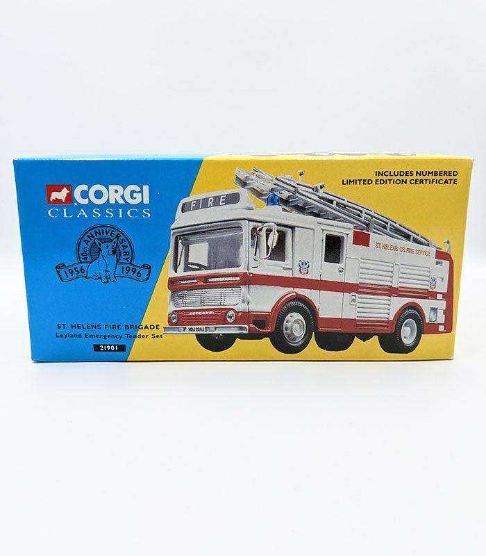 Corgi St. Helens Fire Brigade die-cast model box with certificate.