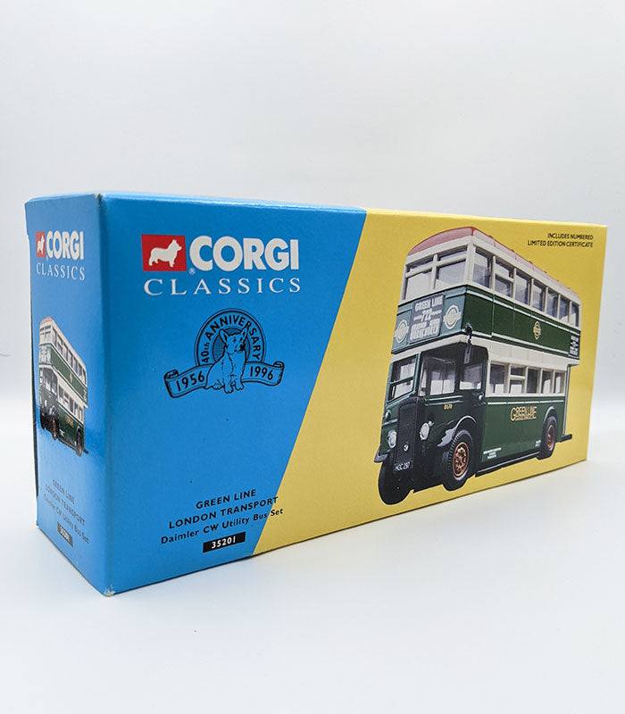 Corgi Green Line London Transport die-cast model box with detailed vintage bus illustration.