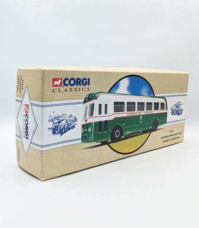 Corgi Weymann Single Deck Bus Dundee Corporation collectible toy box.