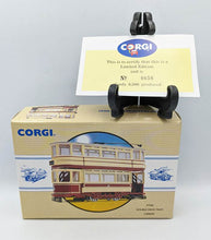 Load image into Gallery viewer, Corgi Double Deck Tram Cardiff model with certification and limited edition packaging.
