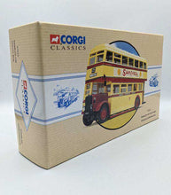 Load image into Gallery viewer, Corgi Daimler CW Utility Bus Douglas Corporation die-cast model in limited edition packaging.
