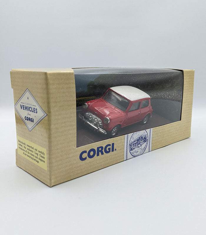 Corgi Mini Red die-cast model in display packaging, limited edition collectible.