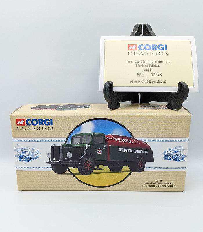 Corgi White Petrol Tanker limited edition die-cast model with authentication certificate.