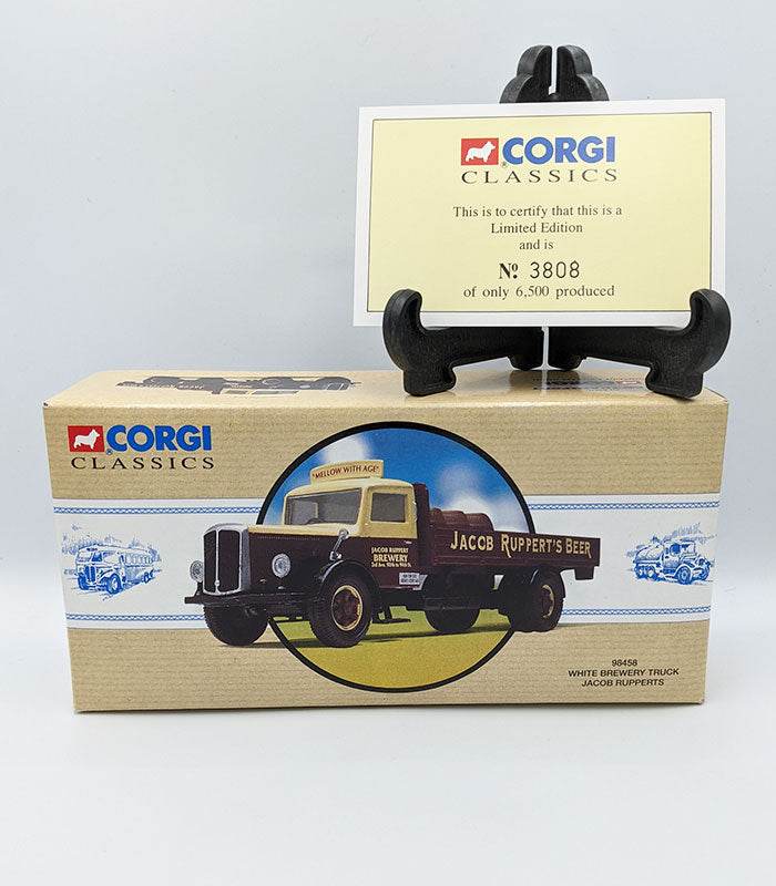 Corgi White Brewery Truck Jacob Rupperts die-cast model with box and certificate.