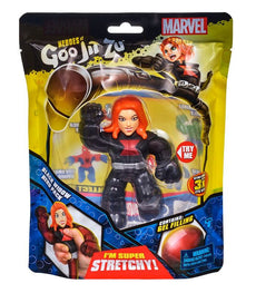 Goo Jit Zu Black Widow stretchy action figure in packaging.