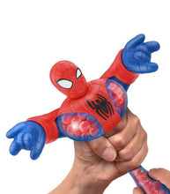 Load image into Gallery viewer, Heroes of Goo Jit Zu The Amazing Spider-Man toy being stretched by hand.
