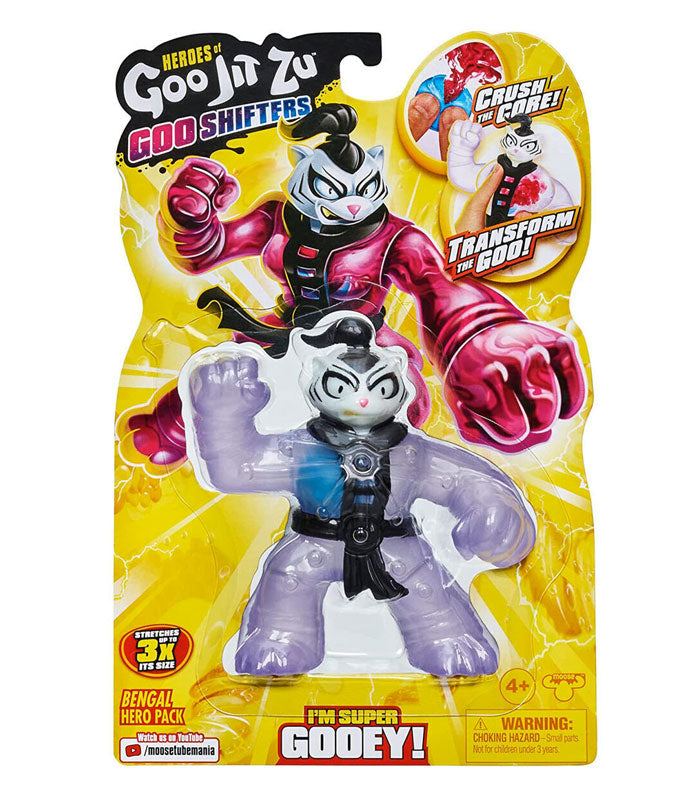 Heroes of Goo Jit Zu Goo Shifters Bengal toy in packaging, super stretchy and squishy action figure for kids.