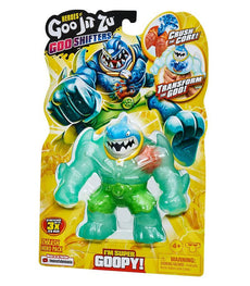 Heroes of Goo Jit Zu Goo Shifters Thrash toy in packaging, featuring vibrant super stretchy and squishy green design.