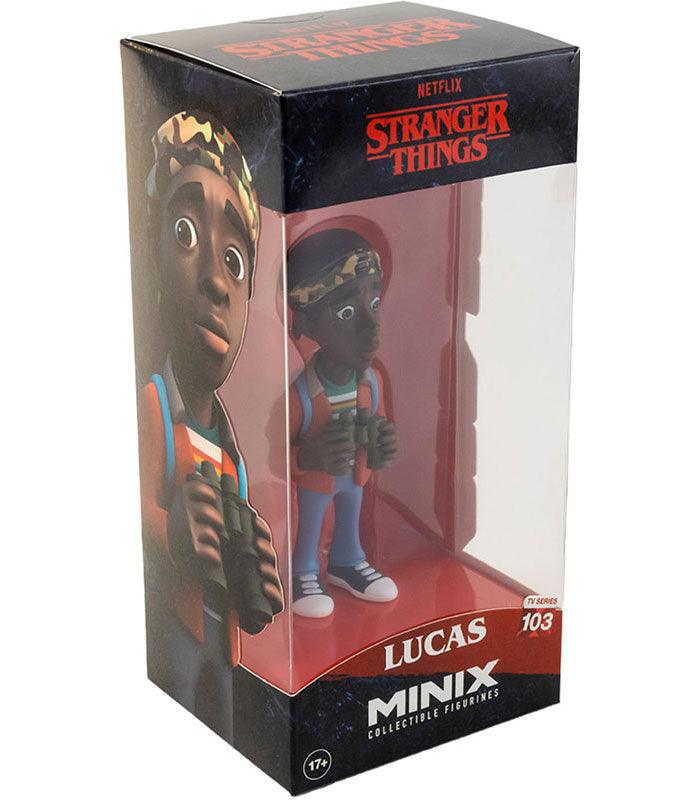 Stranger Things Lucas Minix Collectible Figure in box, 5-inch stylized vinyl from Pop Culture series.