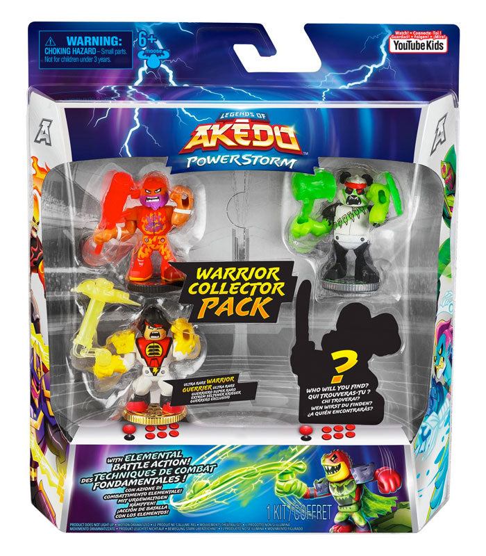 Legends of Akedo Power Storm Collectors 4 pack with action figures and hidden warrior.