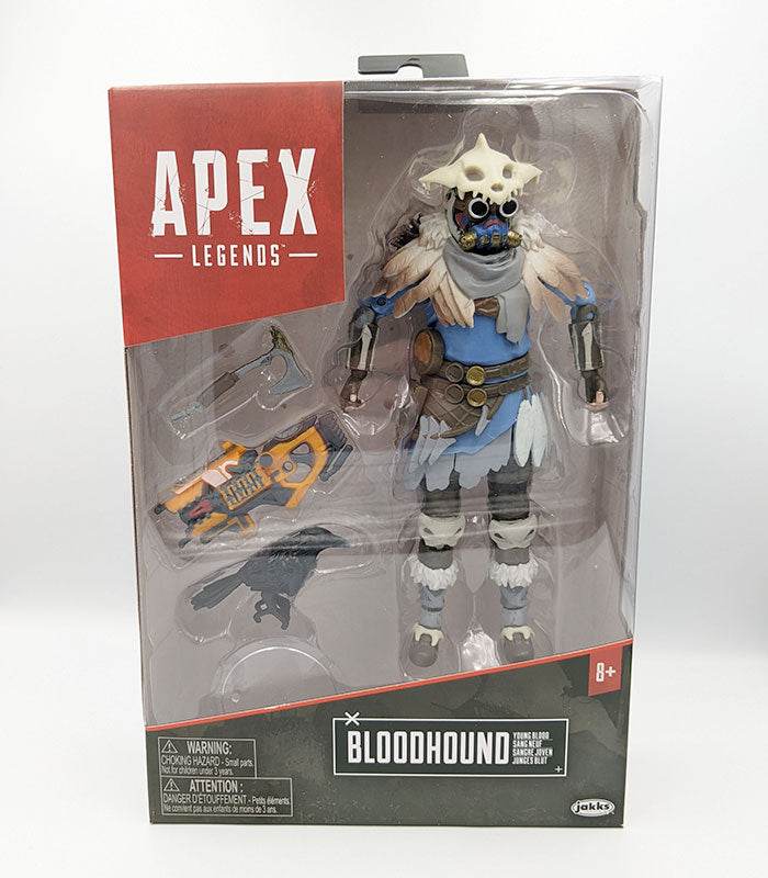 Apex Legends 6" Bloodhound action figure with accessories in packaging.