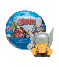 Load image into Gallery viewer, Mash&#39;ems Avengers collectible toy featuring a Thor character in front of a blue capsule package.
