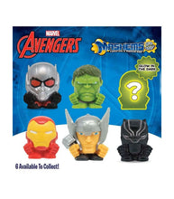 Load image into Gallery viewer, Mash&#39;ems Avengers collectible toys, featuring six squishy characters including an ultra-rare glow-in-the-dark option.
