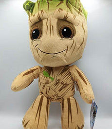 Baby Groot 12-inch plush toy with tree-like features and soft material.