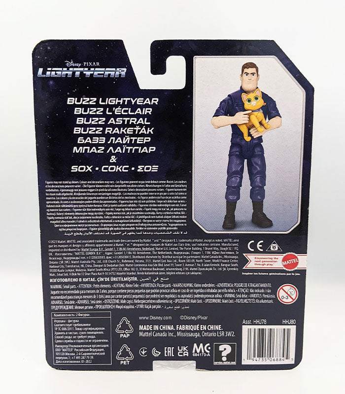 Lightyear Buzz Lightyear and Sox Figures back of pack
