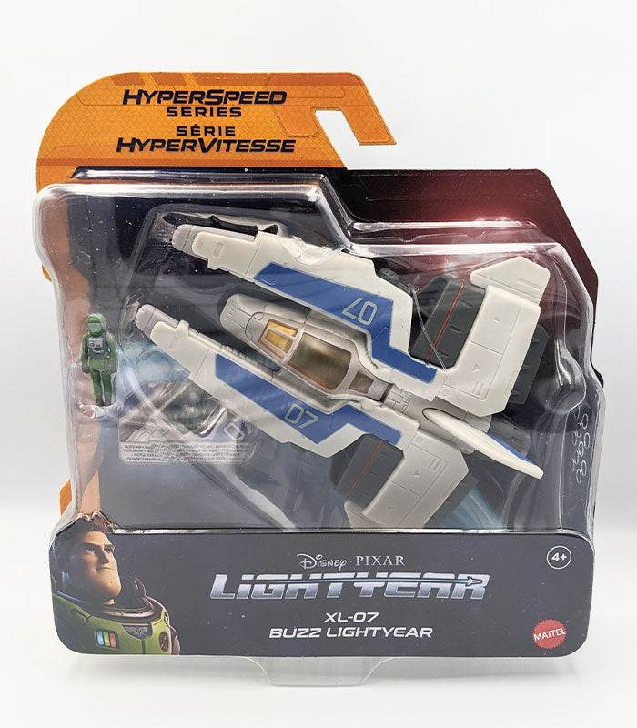 Disney Pixar Lightyear Hyperspeed Series XL-07 and Buzz Lightyear action figure set in packaging.