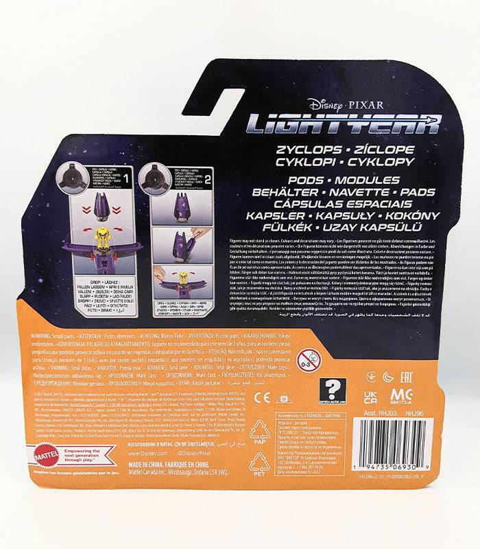 Lightyear Hyperspeed Series Pods and Zyclops Figures back of pack