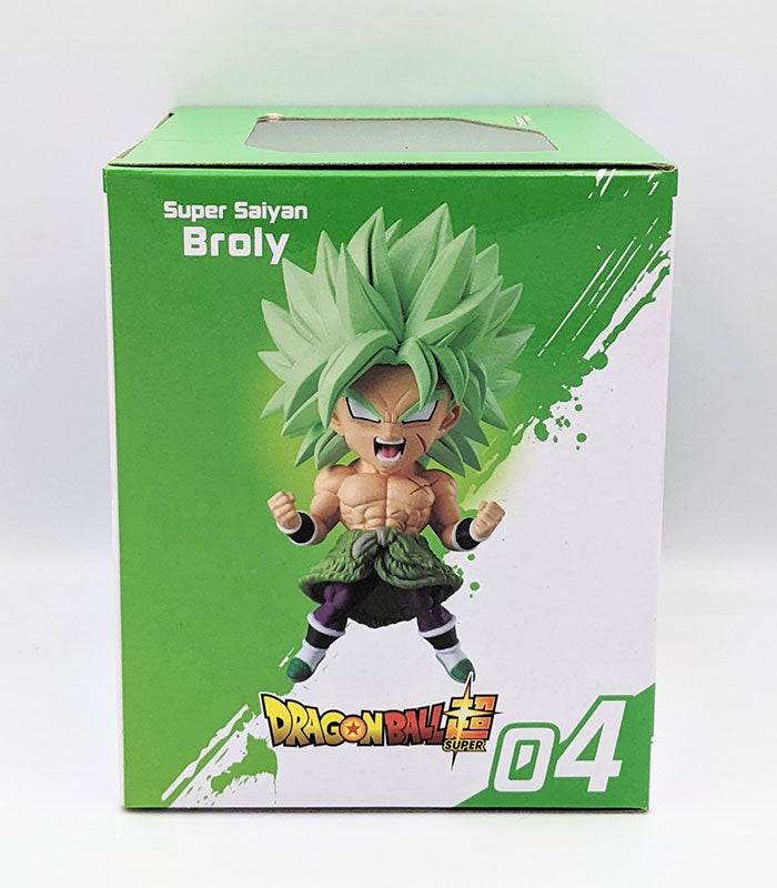 Chibi Masters Dragon Ball Super Broly anime figure in green window box packaging.
