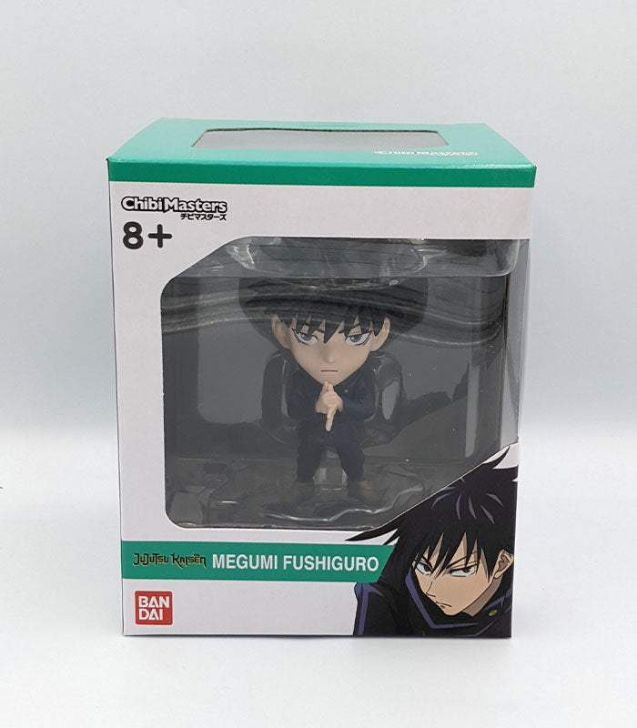 Chibi Masters Jujutsu Kaisen Megumi Fushiguro anime figure in display box.