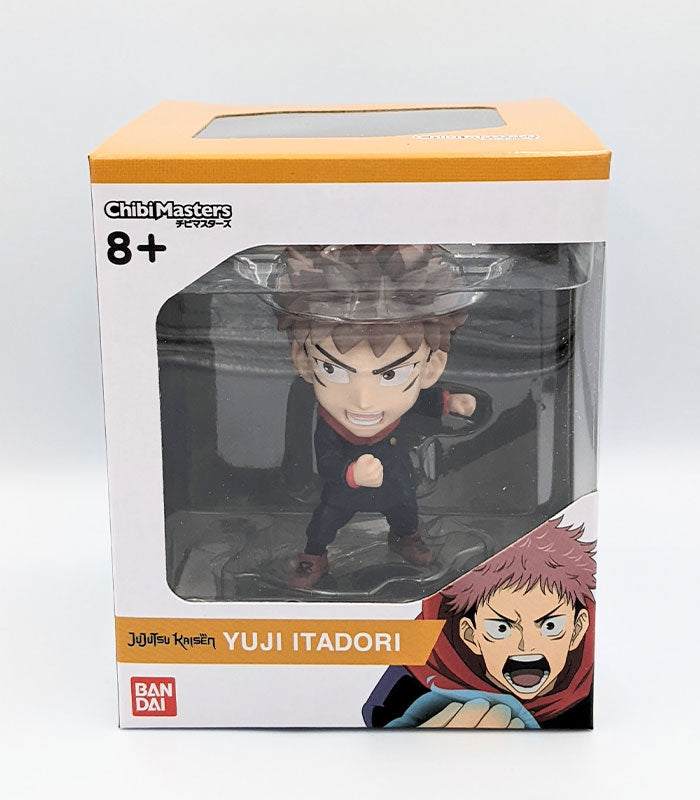 Chibi Masters Jujutsu Kaisen Yuji Itadori anime figure in display box.