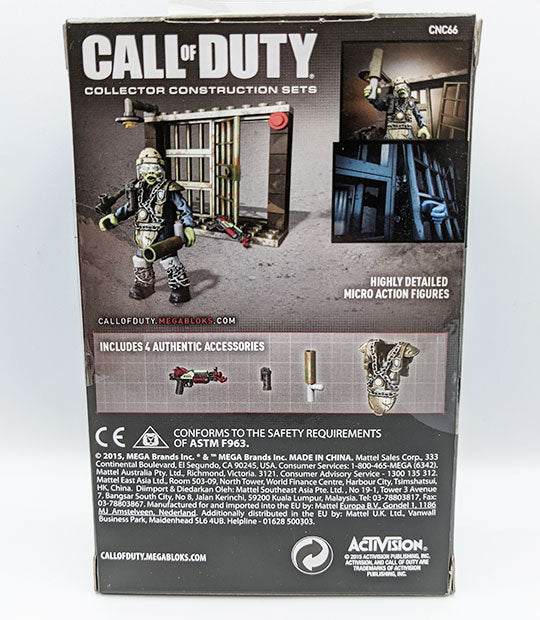 Call of Duty Brutus Collector Construction Set Mega Bloks packaging with 42-piece zombie battle scene and accessories for ages 10+.