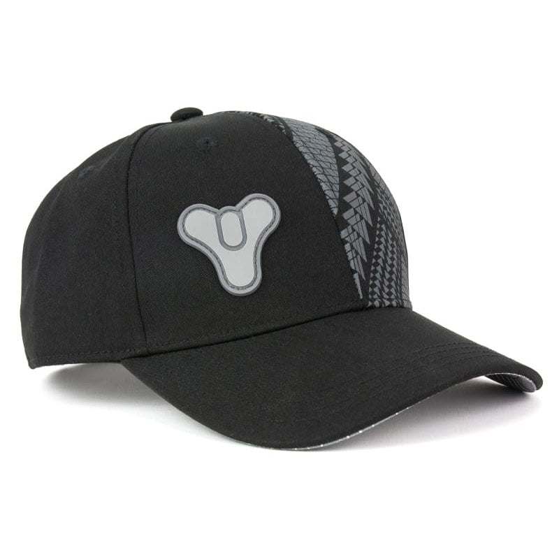 Official Destiny Tricorn Snapback with embroidered Destiny symbol, black, adjustable fit.