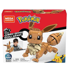 Pokemon Mega Construx Jumbo Eevee construction set with 830 pieces for building and display.