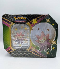 Pokémon TCG Shining Fates Tin featuring Eldegoss V card and booster packs.