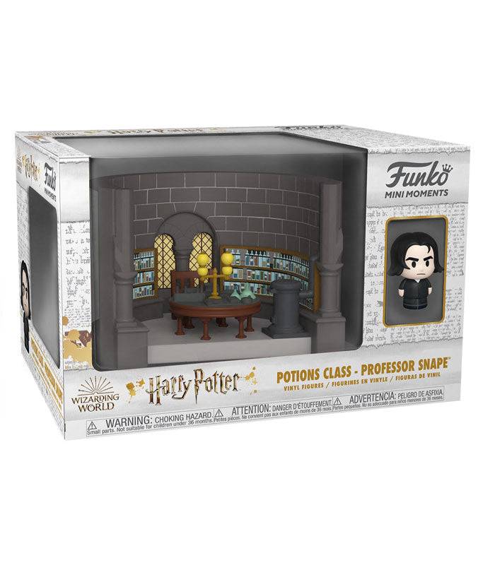 Mini Moments Potions Class featuring Professor Snape Funko Pop set in packaging.