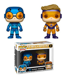 Blue Beetle and Booster Gold Funko POP! Vinyl Figures twin pack in an illustrated box.