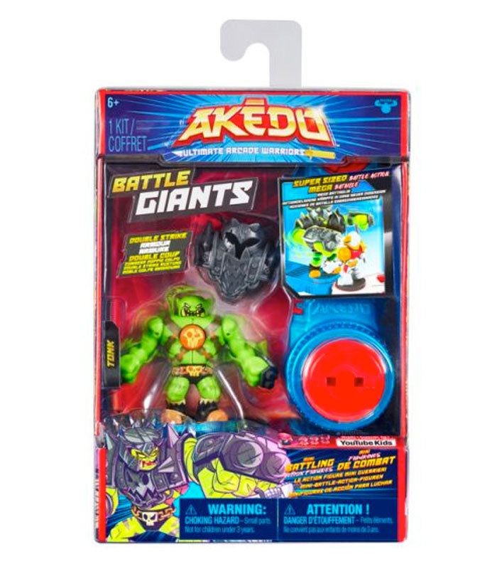 Akedo Ultimate Arcade Warriors Battle Giants Tonk action figure in packaging.
