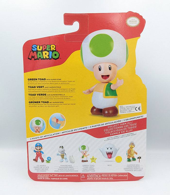 Super Mario Green Toad 4 Inch Figure back of pack
