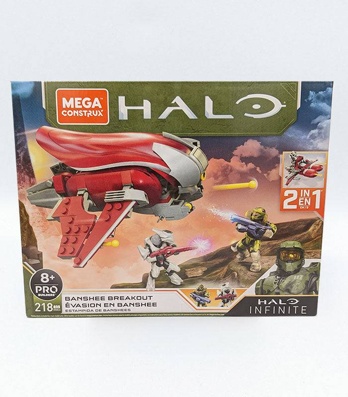 Halo Infinite Mega Construx Banshee Breakout set with 218 pieces and two soldiers.