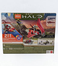 Load image into Gallery viewer, Halo Infinite Mega Construx Banshee Breakout set with Spartan Recon and Elite Ultra figures, featuring buildable Banshee.
