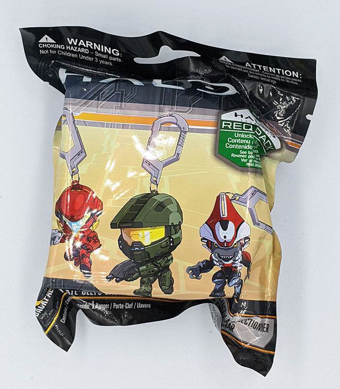 Halo 3D Hangers mystery bag featuring collectible characters from the Halo video game series.