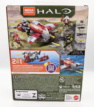 Load image into Gallery viewer, Halo Infinite Mega Construx Hijacked Ghost set with battle scene and vehicle building options.
