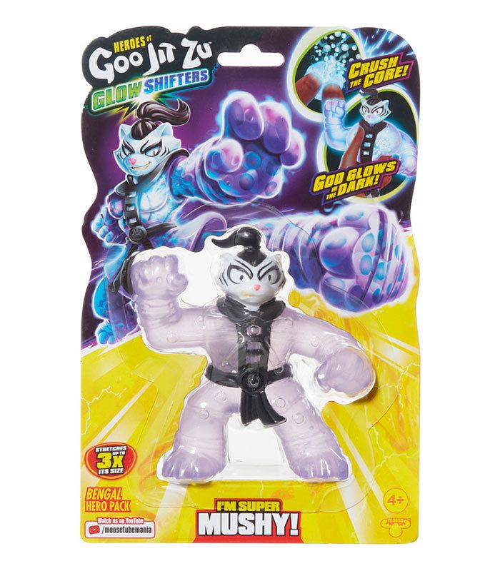 Goo Jit Zu Glow Shifters Bengal toy, stretchy and squishy action figure, glow in the dark.