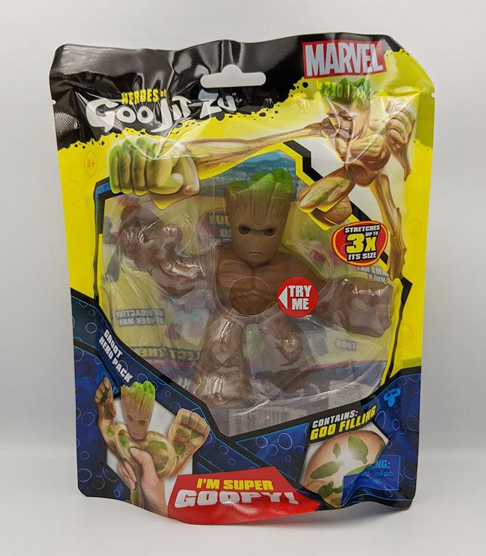 Goo Jit Zu - Groot toy in packaging, features stretchy and gooey texture, suitable for ages 4 and up.
