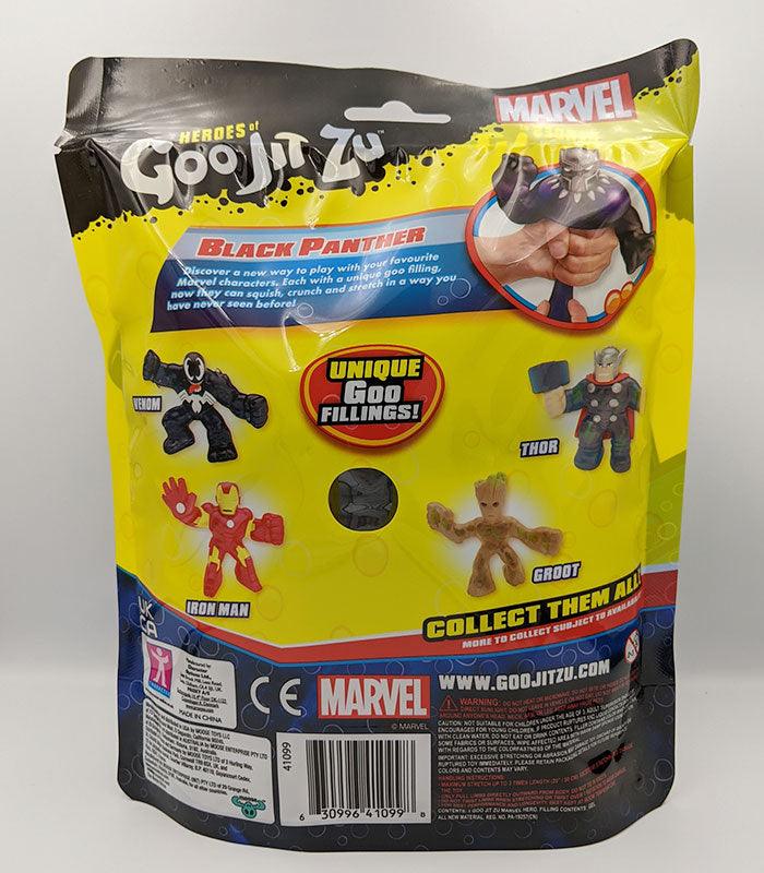 Heroes of Goo Jit Zu Black Panther toy packaging with Marvel superheroes.