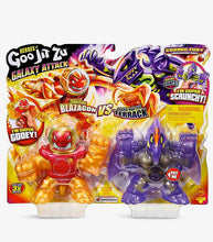 Load image into Gallery viewer, Heroes of Goo Jit Zu Galaxy Attack Versus Pack with Sun Fire Blazagon and Dark Matter Terrack.
