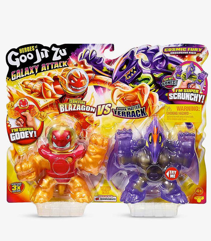 Heroes of Goo Jit Zu Galaxy Attack Versus Pack with Sun Fire Blazagon and Dark Matter Terrack.
