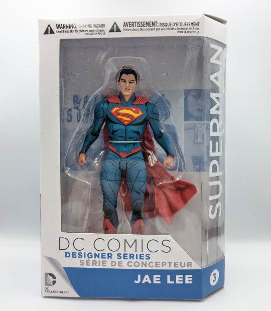 DC Comics JAE Lee Designer Series 1 Action Figure - Superman in box, 7 inches tall.