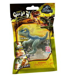 Heroes of Goo Jit Zu Jurassic World Minis - Blue stretchy dinosaur toy packaging.
