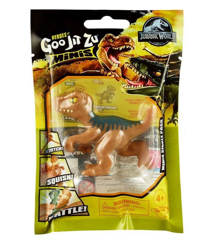 Goo Jit Zu Jurassic World Minis - Echo in packaging, stretchy toy dinosaur for kids 4+.