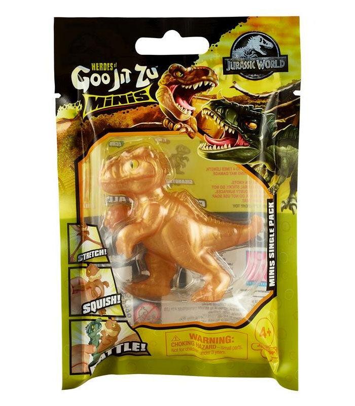 Goo Jit Zu Jurassic World Minis - Giganotosaurus Gold stretch toy for kids.