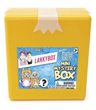 Load image into Gallery viewer, LankyBox Mini Mystery Box with collectibles, squishy, pop-it, and stickers in yellow packaging.
